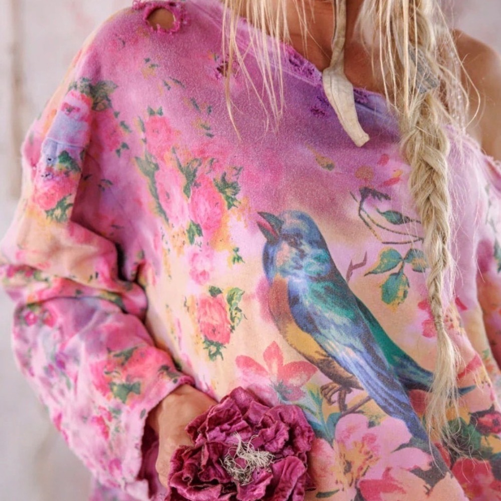 Magnolia Pearl RARE Songbird Hermosa
Sweatshirt Myrrh Purple Tie Dye Distressed